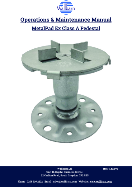 O & M Manual - Metalpad EX Fire Rated Pedestals