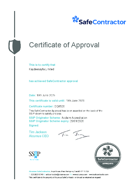 SafeContractor - Certificate of Approval