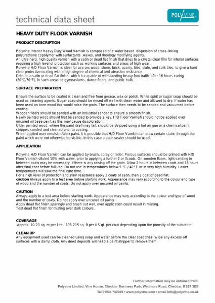 Heavy Duty Floor Varnish Technical Data Sheet