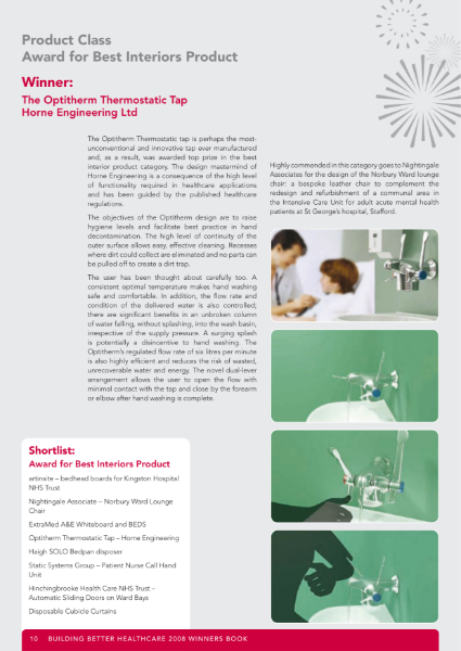 Optitherm - Winner - Building Better Healthcare Award