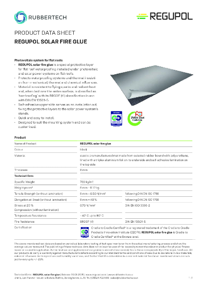 REGUPOL Solar Fire Glue - Data Sheet