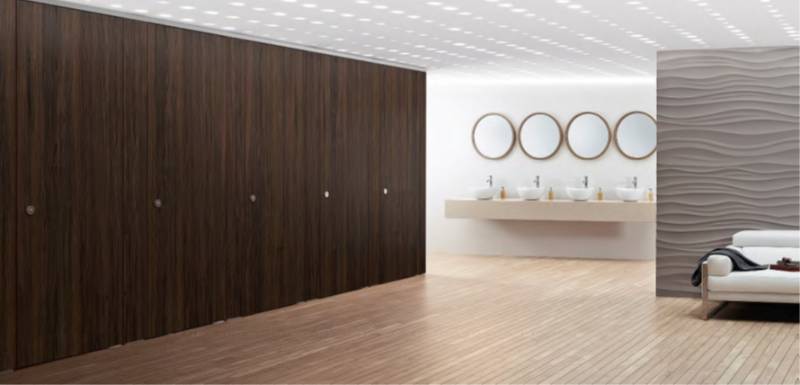 Real Wood Veneer Toilet Cubicle