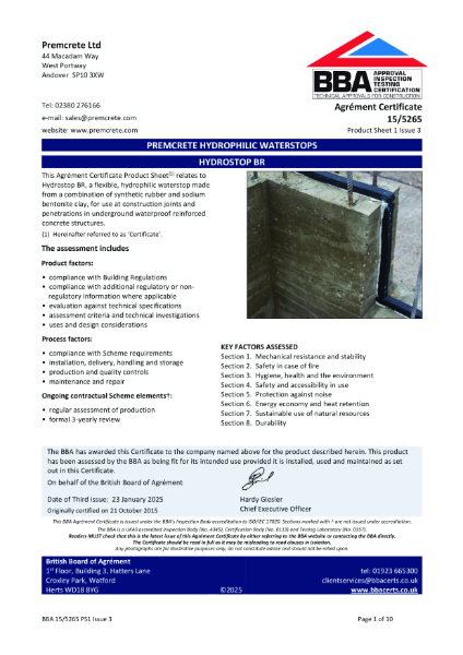 BBA Agrément Certificate