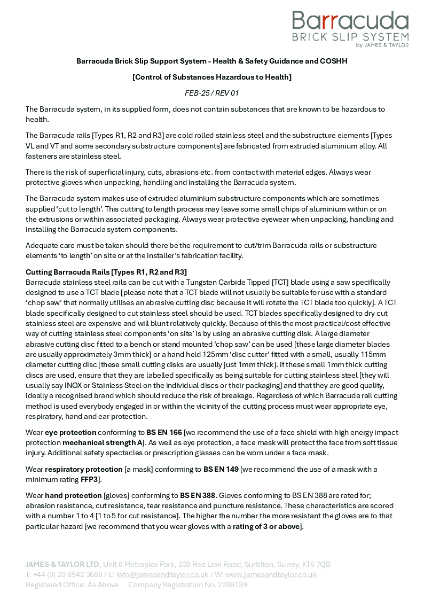 Health & Safety Guidance and COSHH