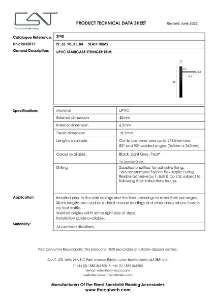 uPVC Staircase Stringer Trim ST40