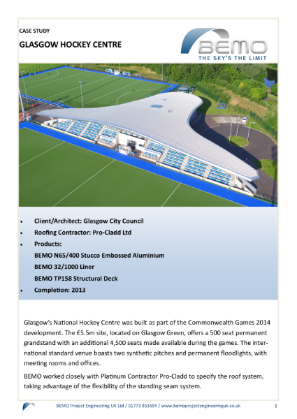 Glasgow Hockey Centre - Case Study