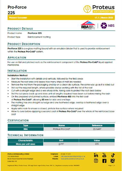 Product Data Sheet - Pro-Force 225