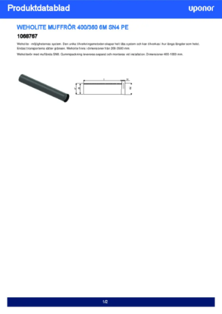 Uponor 1068767 - Produktdatablad