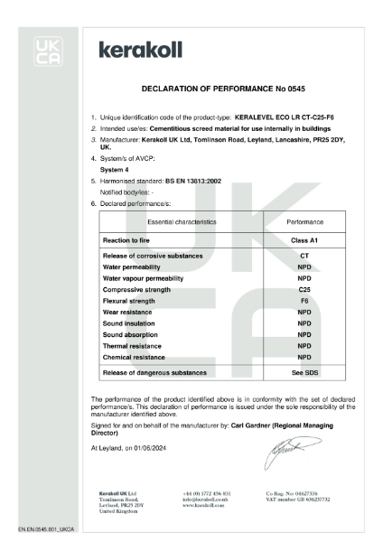 Keralevel Eco LR DoP (UKCA) - EN.EN.0545.001