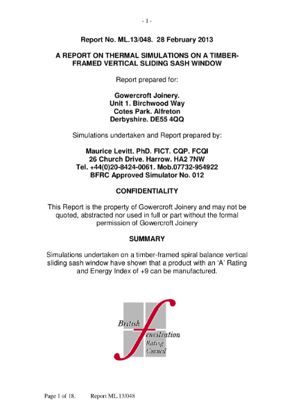 Chatsworth Double Glazed Thermal Simulation Report