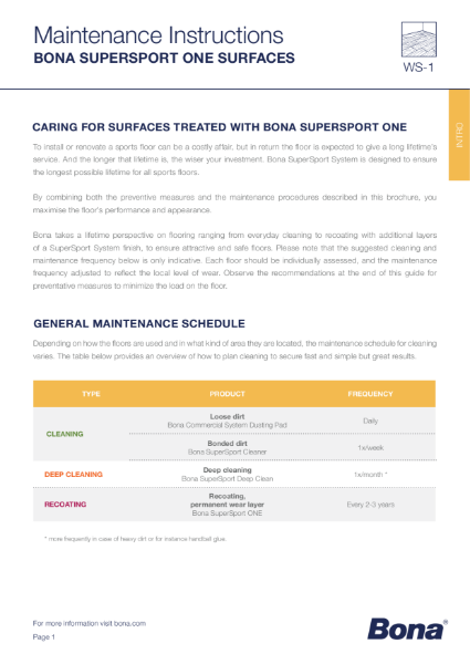 Bona SuperSport ONE - Maintenance Guide