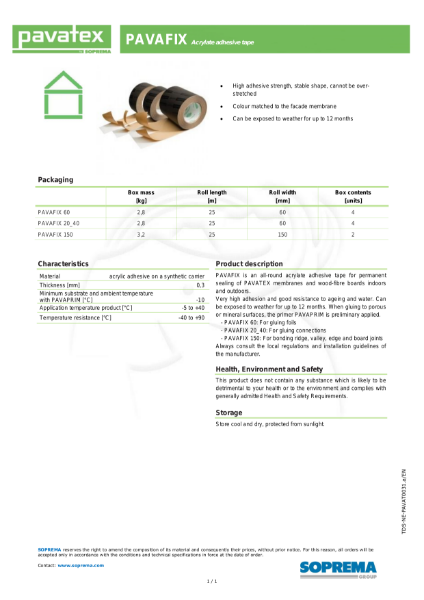 Pavafix - Acrylate adhesive tape