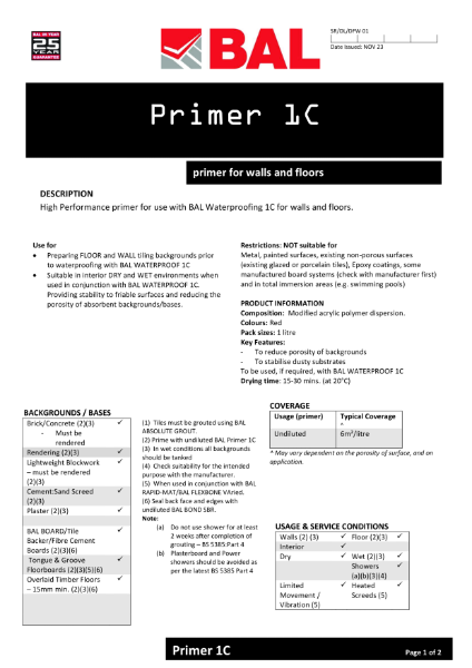 BAL Primer 1C - Technical Datasheet