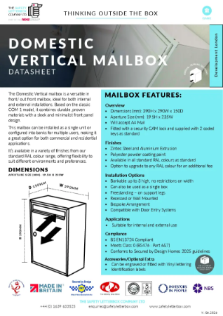 Domestic Vertical Mailbox Datasheet