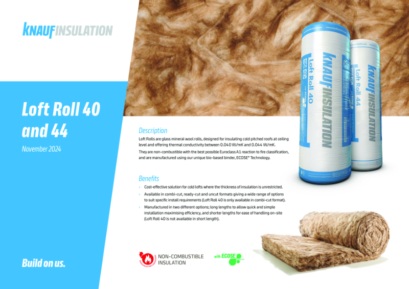 Knauf Insulation Loft Rolls - Product Datasheet