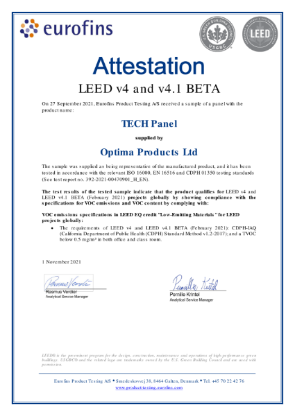 392-2021-00470901-HA-EN - Optima Products Ltd - LEED Attestation