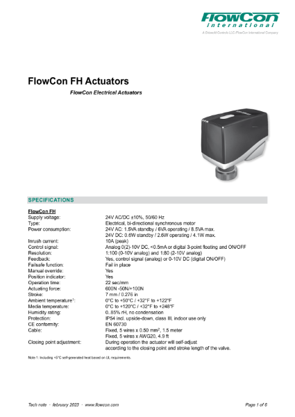 FlowCon FH Actuator