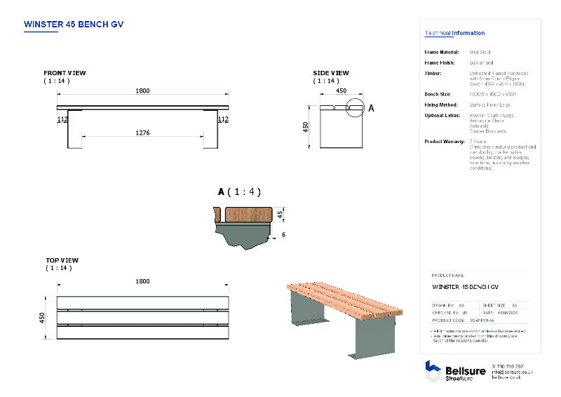 Winster Bench Datasheet