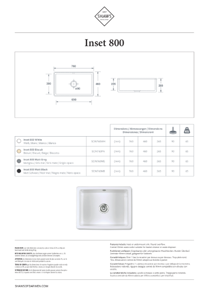 Inset 800 Kitchen Sink - PDS