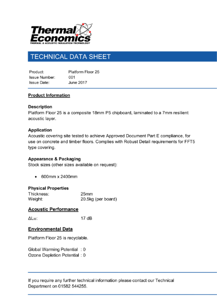 Platform Floor 25 Technical Data Sheet