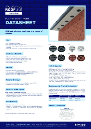 Push-In Soffit Vent Datasheet