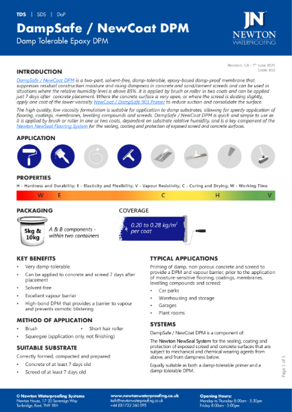 DampSafe / NewCoat DPM Data Sheet