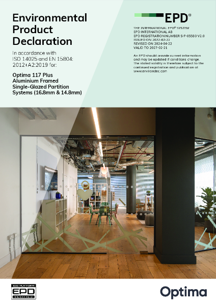 Environmental Product Declaration - Optima 117 Plus Aluminium Framed Single-Glazed Partition Systems (16.8mm & 14.8mm) 