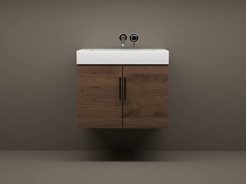 Wall Hung Solid Surface Vanity with Bespoke Cabinet - Vanity Unit