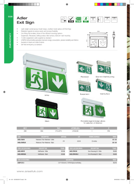 Adler Exit Sign Datasheet