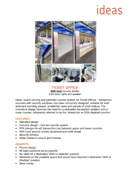 Ticket Office with inset security shutter
