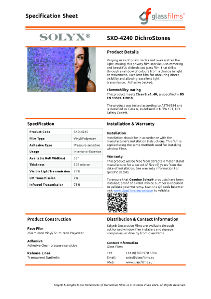 SXD-4240 DichroStones Specification Sheet