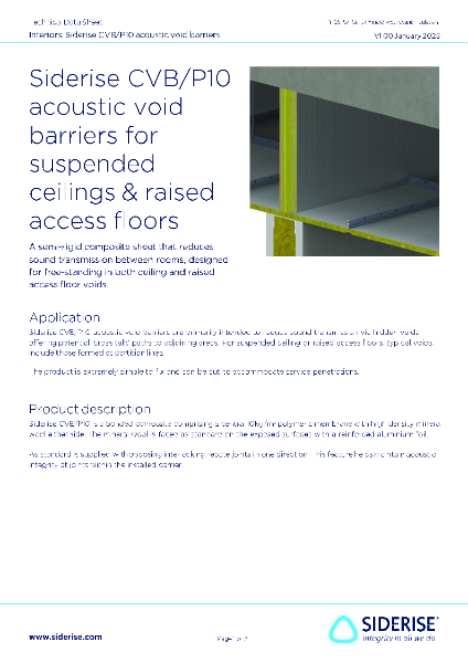 Siderise CVB/P10 acoustic void barriers for suspended ceilings & raised access floors v1.00