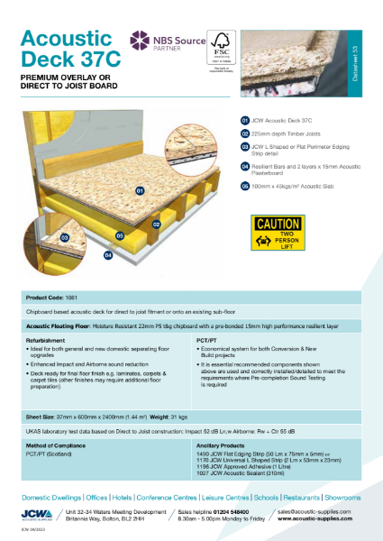 Acoustic Deck 37c - Direct to Joist Acoustic Board