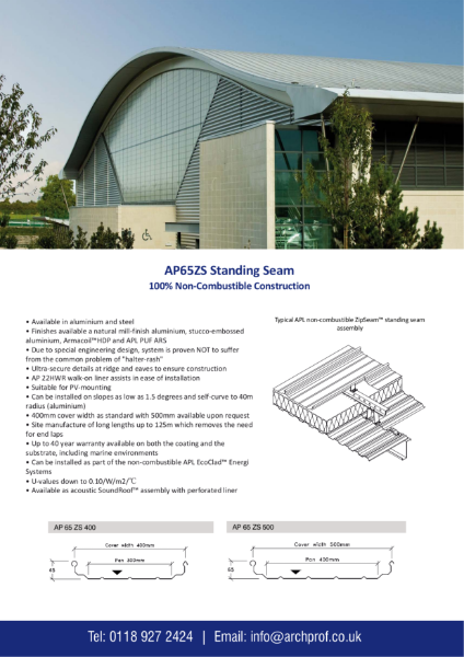 APL Roofing - Zipseam™ Standing Seam - System Summary