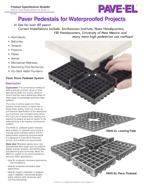 Product Data Sheet-PAVE-EL Pedestals by Envirospec