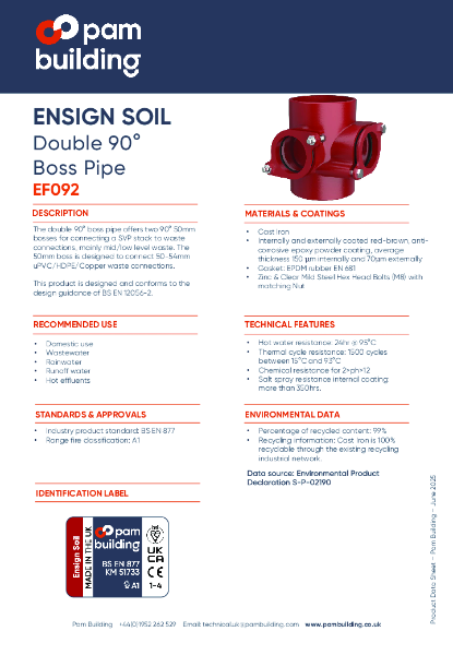 EF092 - Double 90° Boss Pipe