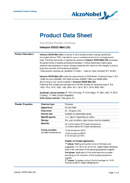 Superdurable Polyester Powder Coatings- Interpon D2525