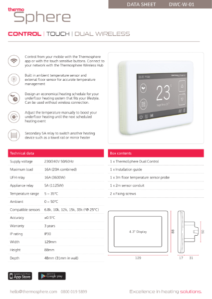Dual Control Thermostat (Wireless) - ThermoSphere
