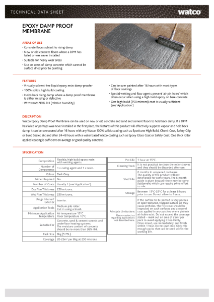 Data Sheet: Epoxy Damp Proof Membrane