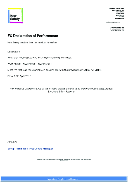 Kee® Cover Declaration of Performance (DoP)