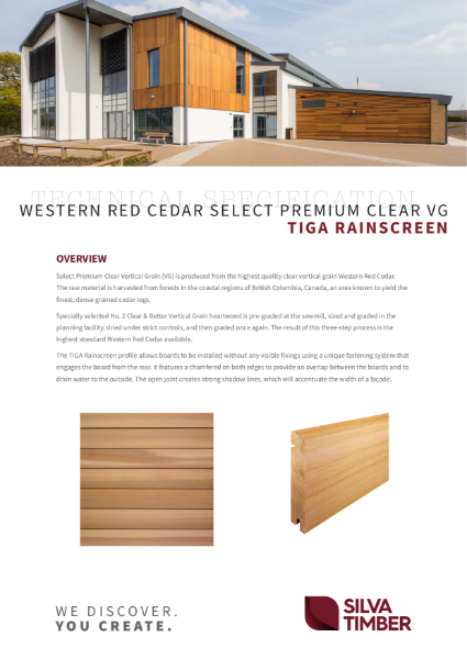 Western Red Cedar Select Premium Clear Vertical Grain Cladding - TIGA Rainscreen