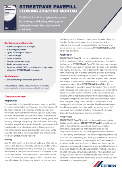 CEMEX Pavefill - Technical Datasheet