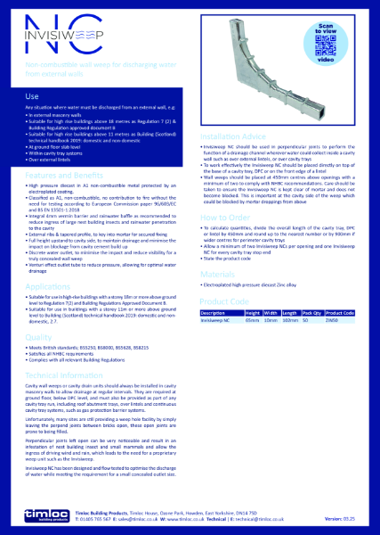 Invisiweep NC Datasheet