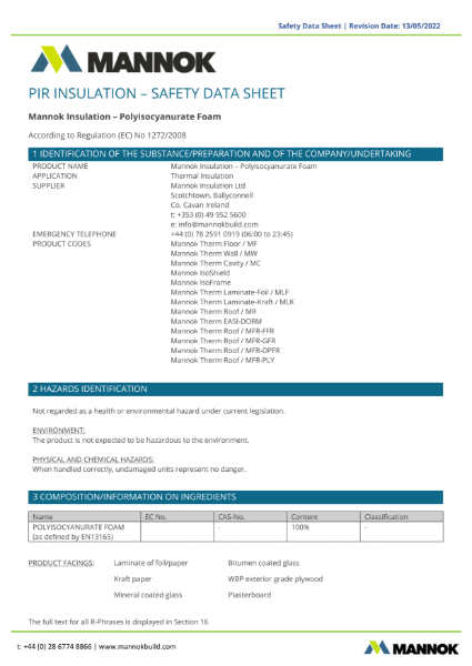 Mannok IsoCavity – Safety Data Sheet