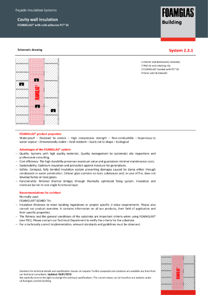 TDS_2.3.1_Wall Cavity -FOAMGLAS  Insulation - Cavity Wall Brick/Block