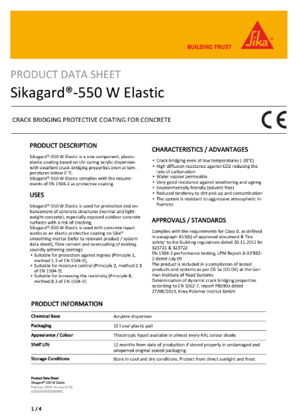Sikagard 550w Elastic Product Datasheet