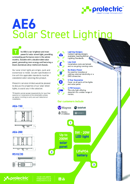 Prolectric AE6 Solar Street Lighting