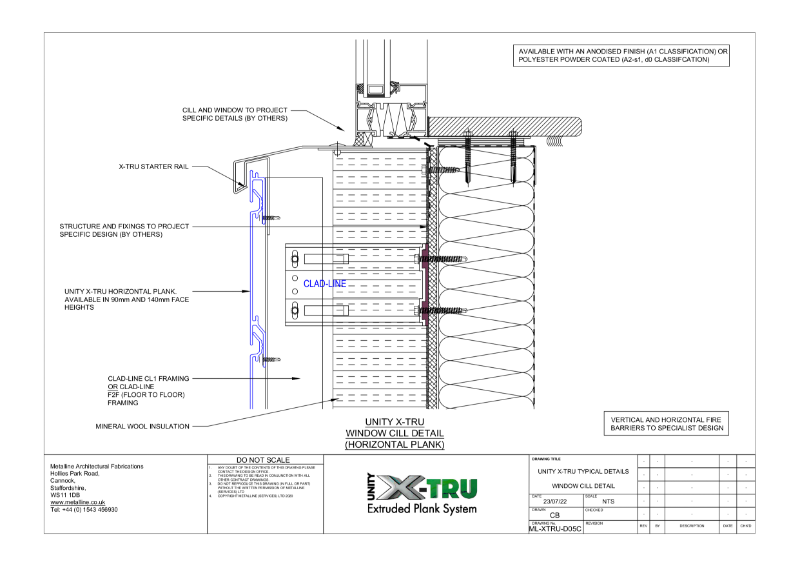 XTRU-D05 WINDOW CILL DETAIL Technical Drawing