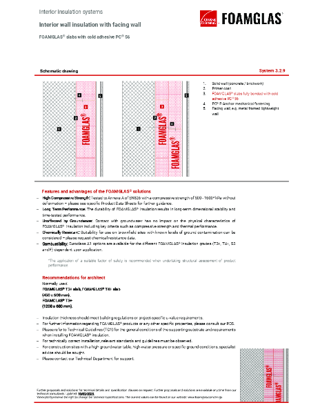 TDS_3.2.9_Wall Internal - FOAMGLAS Insulation with Suspended Plasterboard Finish