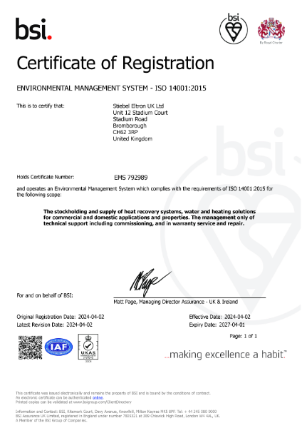 Certificate of Registration ISO 14001:2015